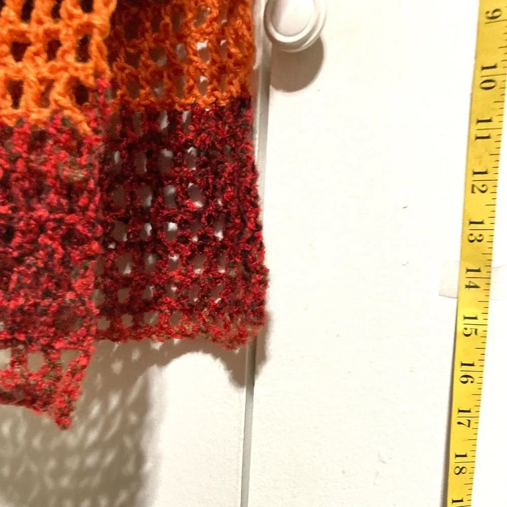 Swim Sarong Cover Up Fishnet Crochet Ombre Orange Red Black Gray 36 inch XL